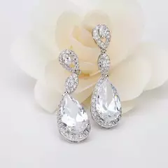 Brincos de luxo Zircão Gota de Água Oscila Brincos Longos - comprar online