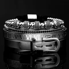 Luxo Roman Royal Classic pulseira de aço inoxidável, pulseiras titânio, masculino - Smartshopstores Boutique