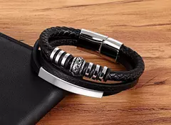 XQNI-Pulseira de couro multicamadas para homens, metal de aço inoxidável, aces - Smartshopstores Boutique