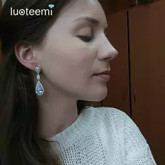 Brincos de luxo Zircão Gota de Água Oscila Brincos Longos - loja online