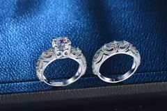 Anel de cristal, prata esterlina 925, Moda luxo na internet