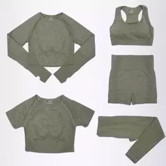 2/3/5 pçs sem costura feminino conjunto de yoga treino roupas esportivas - loja online