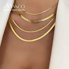 Imagem do Moda quente unissex cobra corrente feminina colar gargantilha de aço inoxidáve