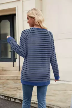 Camisa Feminina Casual de Manga Comprida Sólida Elegante Túnica - loja online