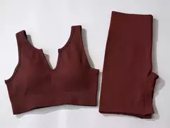Conjunto de esporte sem costura feminino 2 de duas peças