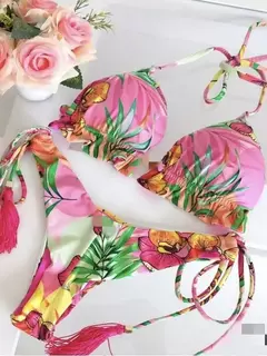 Conjunto sexy de biquíni estampado em pôa - loja online
