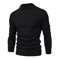 Suéter de gola alta grosso, masculino, pulôver casual, monocromático, alta qualidade - loja online