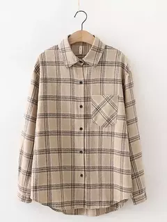 Camisa Xadrez Oversized Feminina, Moda Coreana - comprar online