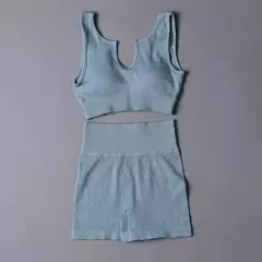 Conjunto de esporte sem costura feminino 2 de duas peças