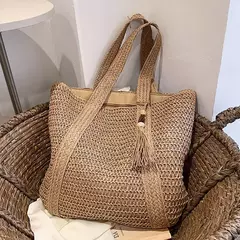 Elegante bolsa de tecido, bolsa casual praia, alça superior, grande capacidade na internet