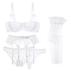 Sexy Sutiãs e Ligas de Renda, Plus Size, Calcinhas, Tangas, Meias, 5 pcs - loja online