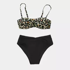 Biquíni feminino sexy com estampa de folhas, roupa de banho - comprar online