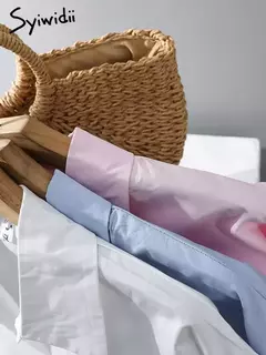 Camisa feminina de botões de manga comprida, blusas 100% algodão
