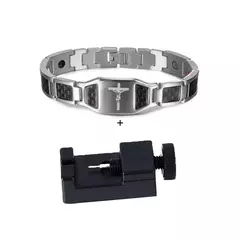 Pulseira magnética masculina, fibra de carbono, saúde e energia, 12mm - comprar online