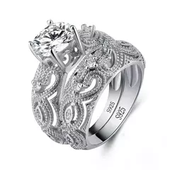 Anel de cristal, prata esterlina 925, Moda luxo na internet