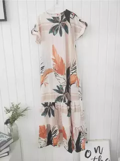 Vestido casual sexy com estampa tropical, manga curto, elegante - comprar online