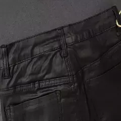 Imagem do Calças de couro sintético de cintura alta para mulheres, jeans skinny para men