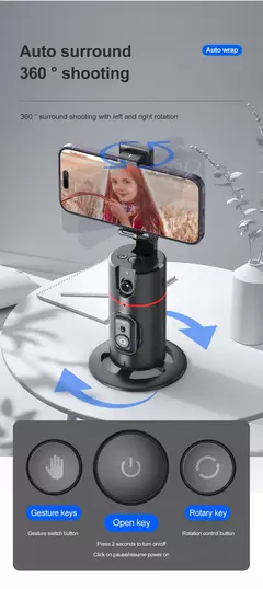 Tripé sem fio Selfie Stick para transmissão ao vivo, rastreamento facial inteligente, luz de preenchimento removível, suporte do telefone, estabilizador na internet