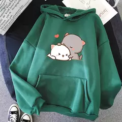 Casaco grande com estampa kawaii feminina, capuz, roupa unissex