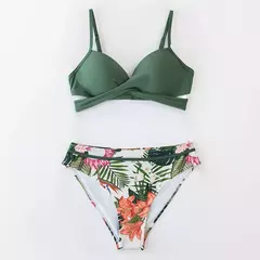Biquíni floral feminino sexy tanga duas peças na internet