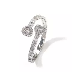 Baguette coração manguito pulseira micro palhado bling cúbico 6mm - comprar online