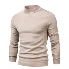 Suéter de gola alta grosso, masculino, pulôver casual, monocromático, alta qualidade na internet