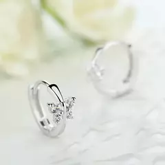 Brincos Luxo, cor prata, Cristal Austríaco