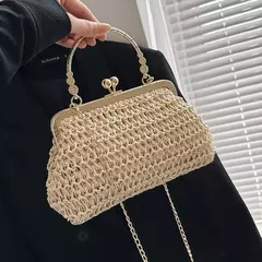 Elegante bolsa de tecido, bolsa casual praia, alça superior, grande capacidade na internet