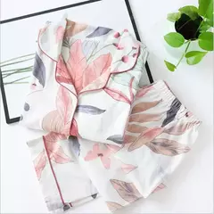 Imagem do Primavera/verão novo 100% viscose pijama de calça e blusa manga comprida