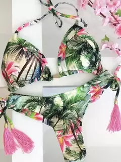 Conjunto sexy de biquíni estampado em pôa - loja online