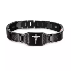Imagem do Pulseira magnética masculina, fibra de carbono, saúde e energia, 12mm