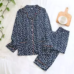 Primavera/verão novo 100% viscose pijama de calça e blusa manga comprida - Smartshopstores Boutique