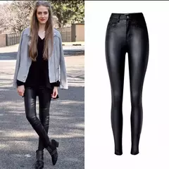 Calças de couro sintético de cintura alta para mulheres, jeans skinny para men - Smartshopstores Boutique