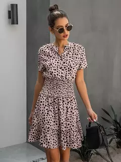 Vestido feminino de oncinha com babado, casual - Smartshopstores Boutique