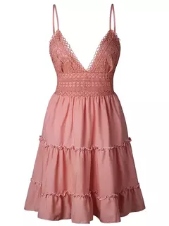 Vestido de verão Renda Sexy Sem Encosto Com Decote Em V - comprar online