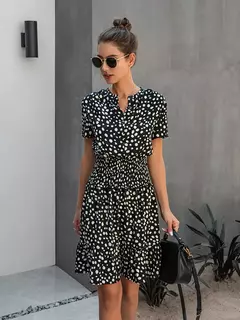 Vestido feminino de oncinha com babado, casual - comprar online