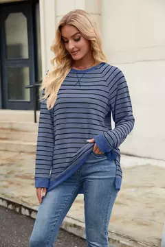 Camisa Feminina Casual de Manga Comprida Sólida Elegante Túnica - comprar online