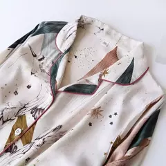 Primavera/verão novo 100% viscose pijama de calça e blusa manga comprida - loja online