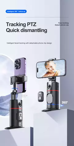 Tripé sem fio Selfie Stick para transmissão ao vivo, rastreamento facial inteligente, luz de preenchimento removível, suporte do telefone, estabilizador