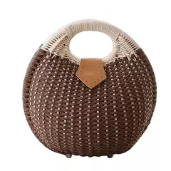Bolsas Rattan Shell para Feminino, Tote Redonda Pequena Casual - Smartshopstores Boutique