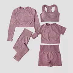 Conjunto de roupas femininas para prática esportiva, kit sem costura para ioga - comprar online