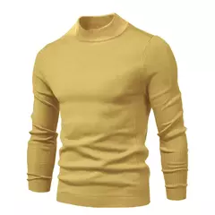Suéter de gola alta grosso, masculino, pulôver casual, monocromático, alta qualidade - Smartshopstores Boutique