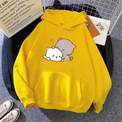 Imagem do Casaco grande com estampa kawaii feminina, capuz, roupa unissex