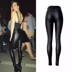 Imagem do Calças de couro sintético de cintura alta para mulheres, jeans skinny para men