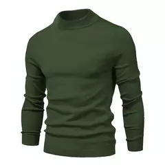 Suéter de gola alta grosso, masculino, pulôver casual, monocromático, alta qualidade - loja online