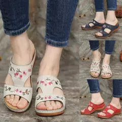 Sandálias femininas plataforma flor colorida - comprar online