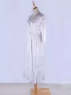 Imagem do Fitshinling laço retalhos vestido longo beachwear profundo decote em v sexy que
