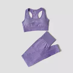 Imagem do Conjunto de roupas femininas para prática esportiva, kit sem costura para ioga
