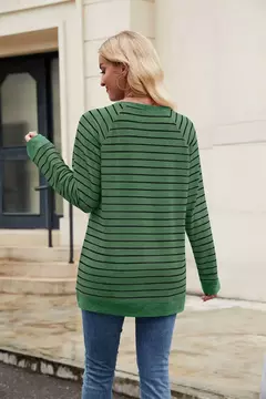 Camisa Feminina Casual de Manga Comprida Sólida Elegante Túnica - loja online