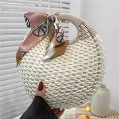 Bolsas Rattan Shell para Feminino, Tote Redonda Pequena Casual na internet